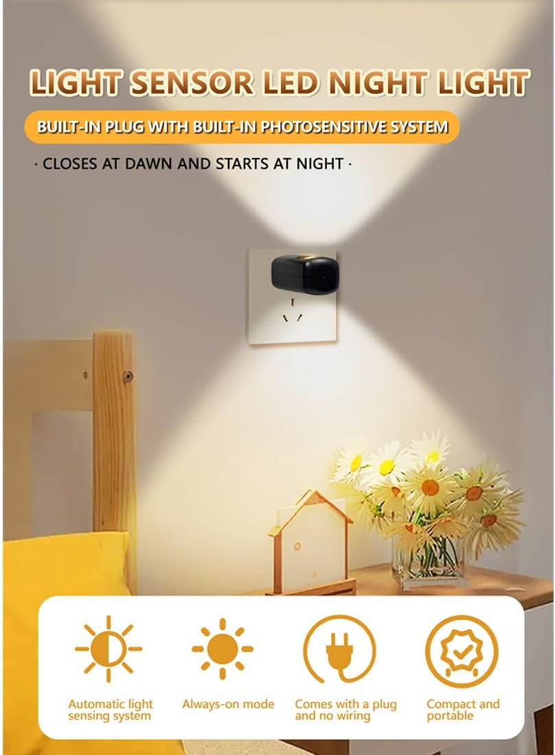 LED Wall Socket Night Light, 2026 New Mini LED Night Light Plug in Wall with Dusk to Dawn Sensor, 360° Adjustable,3000k Soft White,Night Lights plug into Wall for Bedroom Hallway
