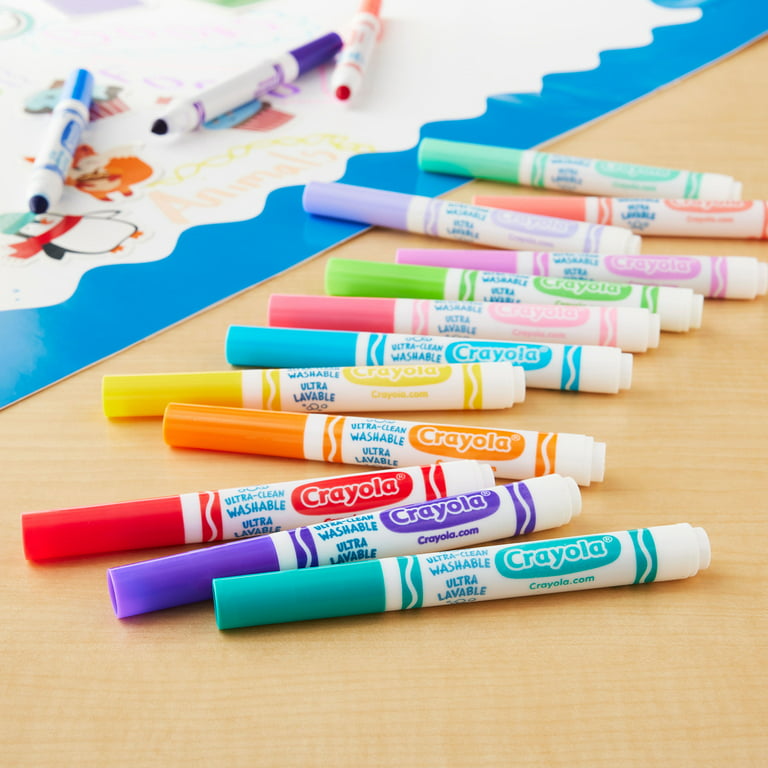Crayola Washable Poster Markers, Broad Chisel Tip, Assorted Colors,  (588173)