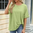 thumbnail image 4 of Njoeus Workout Tops for Women, Oversized Tshirts for Women Womens Tunic Tops Summer Round Neck Basic T Shirt Short Sleeve Shirts Loose Fitting Casual Blouses S-XXL, 4 of 7