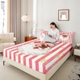 thumbnail image 4 of Homewish Santa Claus 3pcs Twin Sheet Sets for Teens Boys Girls,Geometric Stripes Twin Fitted Sheet,Xmas Snowflake Breathable Flat Sheet,Lightweight Room Decor, 4 of 7