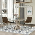 thumbnail image 7 of Vintage Armless Leatherier Dining Stools, Indoor Dining Chairs Set of 2 (Light Brown), 7 of 7