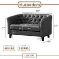 thumbnail image 3 of Husbedom 50 inches Modern Loveseat Sofa, Button Tufted Faux Leather Barrel Loveseat, Mid-century 2 Seater Sofa Couch, Small Loveseat for Small Spaces, Living Room and Bedroom, Dark Gray, 3 of 7