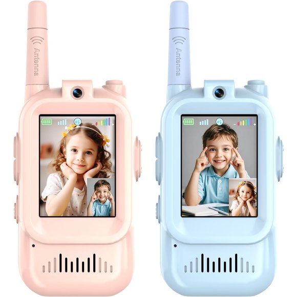 Video Walkie Talkies for Kids, Long Range Walkie Talkies with Camera & Voice Changer, Rechargeable Toy Radios, for Family Games, Camping and Hiking