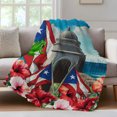 thumbnail image 4 of Red Blue Flag Throw Blanket, Flannel Fleece Blanket with Striped Design for Couch, Spring Floral Coastal Ocean Botanical Soft Breathable All Season Plush Blankets for Loveseat Sofa Bed 60"x80", 4 of 9