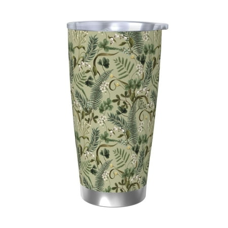 

Salouo Tropical Plants Green Print 20oz Tumbler with Lid Stainless Steel Vacuum Insulated Tumbler Durable Insulated Coffee Mug Thermal Cup with Splash Proof Sliding Lid-Without Straw