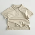 thumbnail image 2 of Razzly Toddler Short Sleeve Pique Polo, Solid Color Uniform Performance Toddler Classic Pique Polo Breathable Boys Summer Button Up T-Shirt(Khaki,1-2 Years), 2 of 6