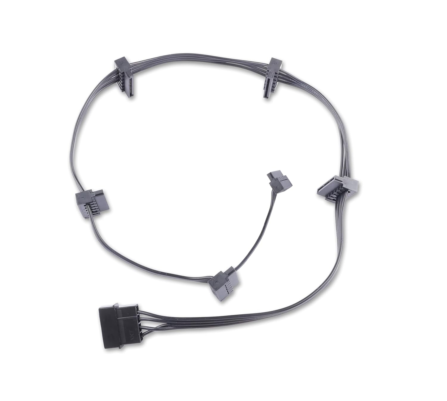 HRTGFD-IDE Molex 4 PIN Male to 6 x SATA 15 PIN Female Expansion Power Cable 27.9in 18AWG Tinned Copper - for PC/NAS/Server Mechanical Hard Drives/SSDs