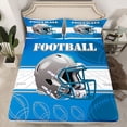 thumbnail image 2 of jejeloiu Rugby Gamer Queen Sheet Sets,Football Sport City Flat Sheet,Blue White Gray Queen Fitted Sheet For Boys Kids,Microfiber Bedroom Decor,4-Piece, 2 of 7