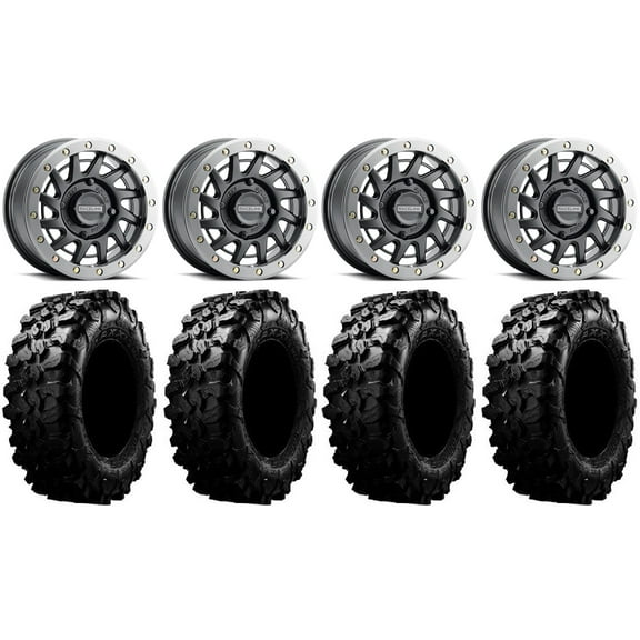 Raceline Squad Bdlk 15" Wheels Bk  10mm 35" Carnivore Tires Can-Am Maverick X3 / Honda Pioneer 1000 / Talon