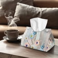 thumbnail image 4 of COEQINE Tissue Box Cover PU Leather Napkin Tissue Case Rectangle Tissue Holder Modern Table Dryer Sheet Dispenser for Creative Home Kitchen Car Decor, Butterfly Daisy Wood Grain, 2 PCS, 4 of 7
