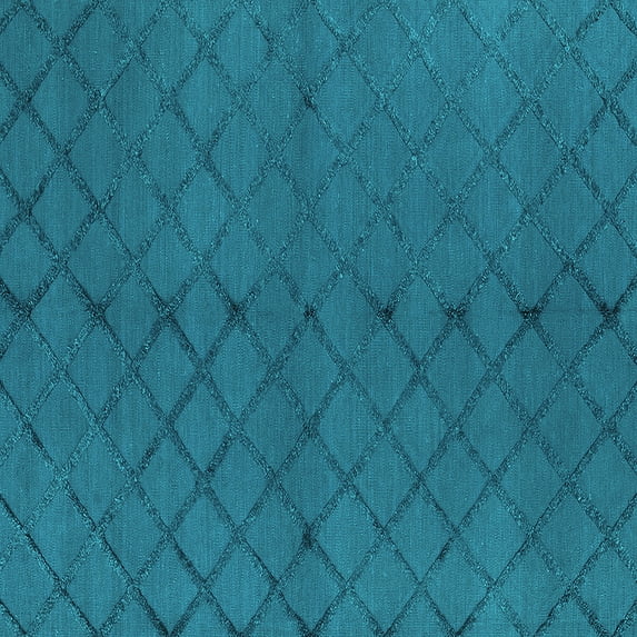 Ahgly Company Machine Washable Indoor Square Trellis Turquoise Blue Modern Area Rugs, 8' Square
