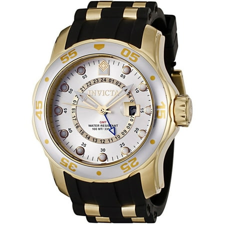 Silver Dial Polyurethane - Men's 6995 Pro Diver Collection GMT Silver Dial Black Polyurethane Watch