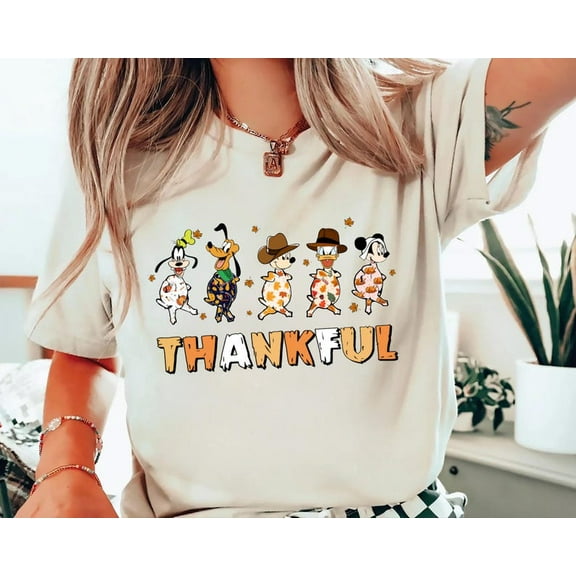 Disney Thankful Turkey T-Shirt, Disney Thanksgiving Shirt, Mickey Mouse and Friends Thanksgiving Shirt