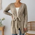 thumbnail image 2 of Women's Long Sleeve Solid Color Casual Loose Fit Cardigan Wrap Front Open Knit Sweater Lightweight Comfortable Outerwear, 2 of 6