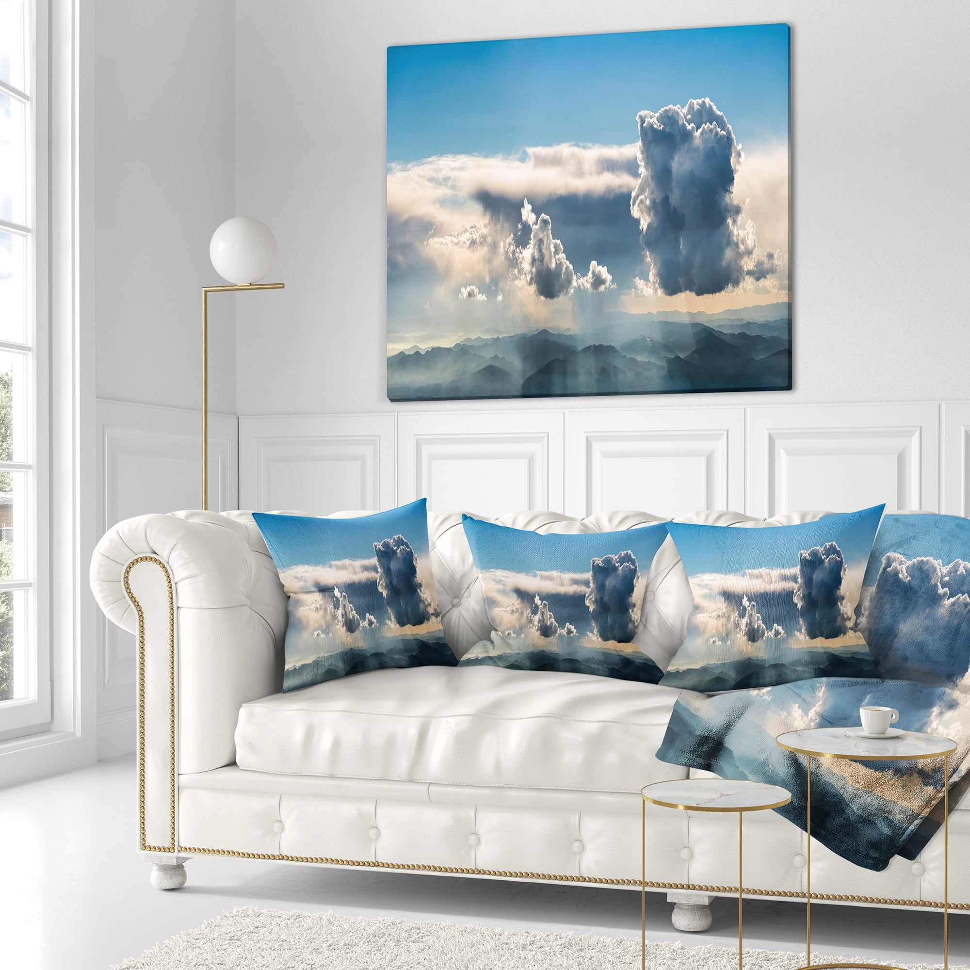 Designart Heavy Clouds in Sky Panoramic View - Landscape Printed Throw Pillow - 16x16