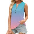 thumbnail image 2 of Jalioing Women's Tank Tops Fashion V Neck Button Sleeveless Tank Shirts Summer Trendy Casual Gradient Shirts, 2 of 7