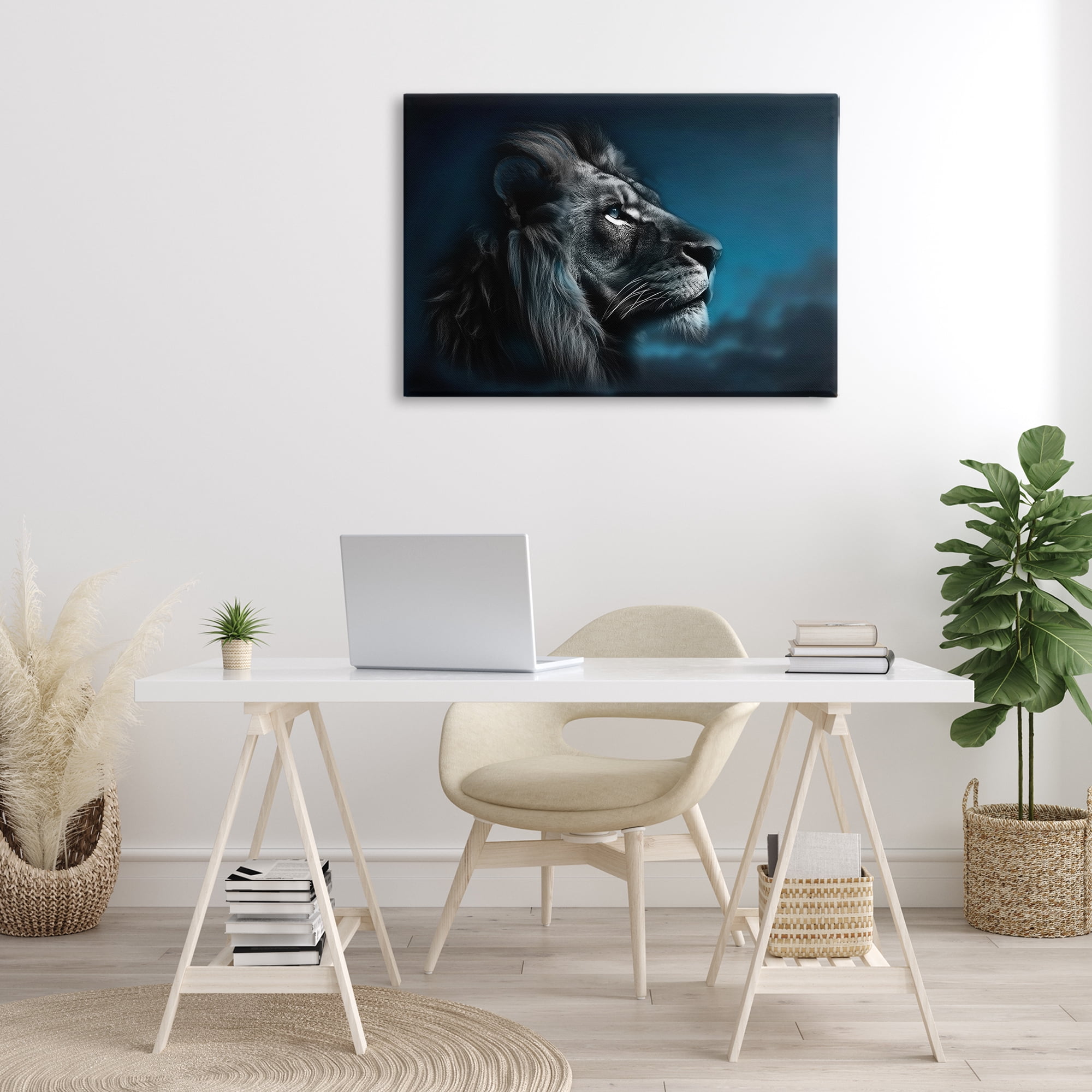 Stupell Industries Intense Gazing Lion Animals & Insects Painting Gallery Wrapped Canvas Art Print Wall Art, 36 x 24