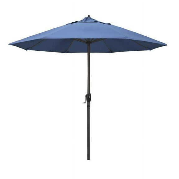 California Umbrella 9' Casa Series Patio Umbrella With Bronze Aluminum Pole Aluminum Ribs Auto Tilt Crank Lift With Pacifica Capri Fabric