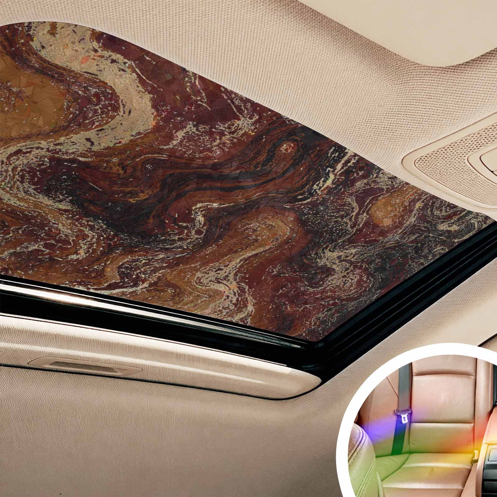 Brown Marble Window Privacy Film Stain Glass,Reusable Decorative Rainbow Window Film,Ombre Abstract Striped Mottled Aesthetic Static Cling Sun Blocking Stickers Decals Covers 17.7" x 78.7" (2pcs)