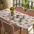 thumbnail image 3 of Spring Flowers Table Cloths for 5 Foot Rectangle Tables, Watercolor Floral Vintage Beige Patio Waterproof Elastic Fitted Tablecloths, Washable Rectangular Table Cover for Camping, 3 of 8
