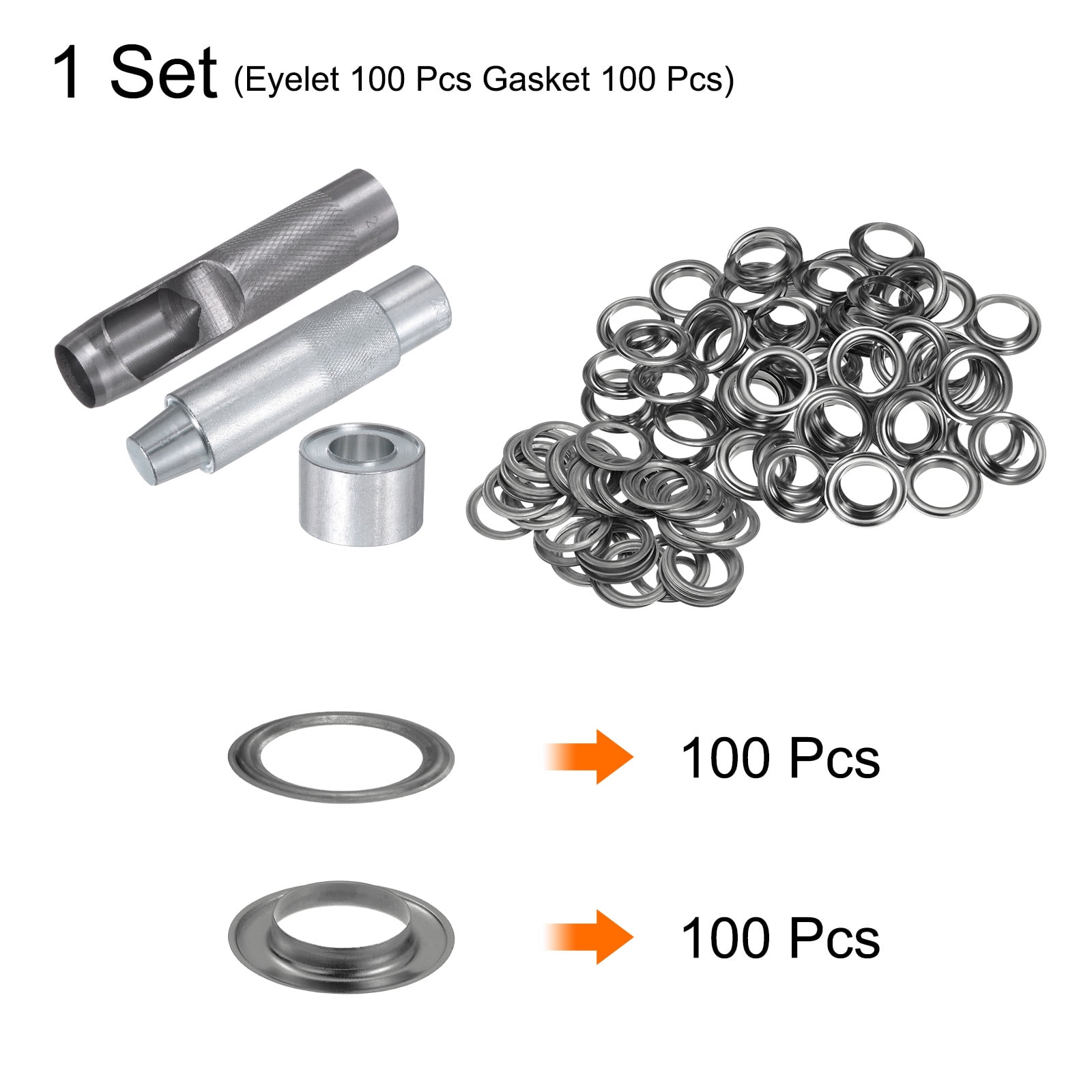 Uxcell 100pcs Grommet Tool Kit 20mm Grommet Eyelet Set with Hole Hollow Punch, Grommet Setter Tools, Black
