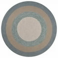 thumbnail image 2 of 7' Spa Blue Beige Hand Hooked UV Treated Bordered Round Indoor Outdoor Area Rug, 2 of 2