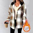 thumbnail image 2 of Fleece Liend Jackets for Women with Hood Casual Button Down Buffalo Plaid Flannel Shirts Fall Winter Fashion Shacket Coats, 2 of 6