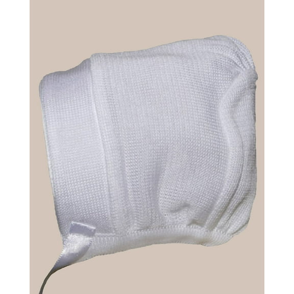 Boys White Cotton Knit Hat or Bonnet (Baby)