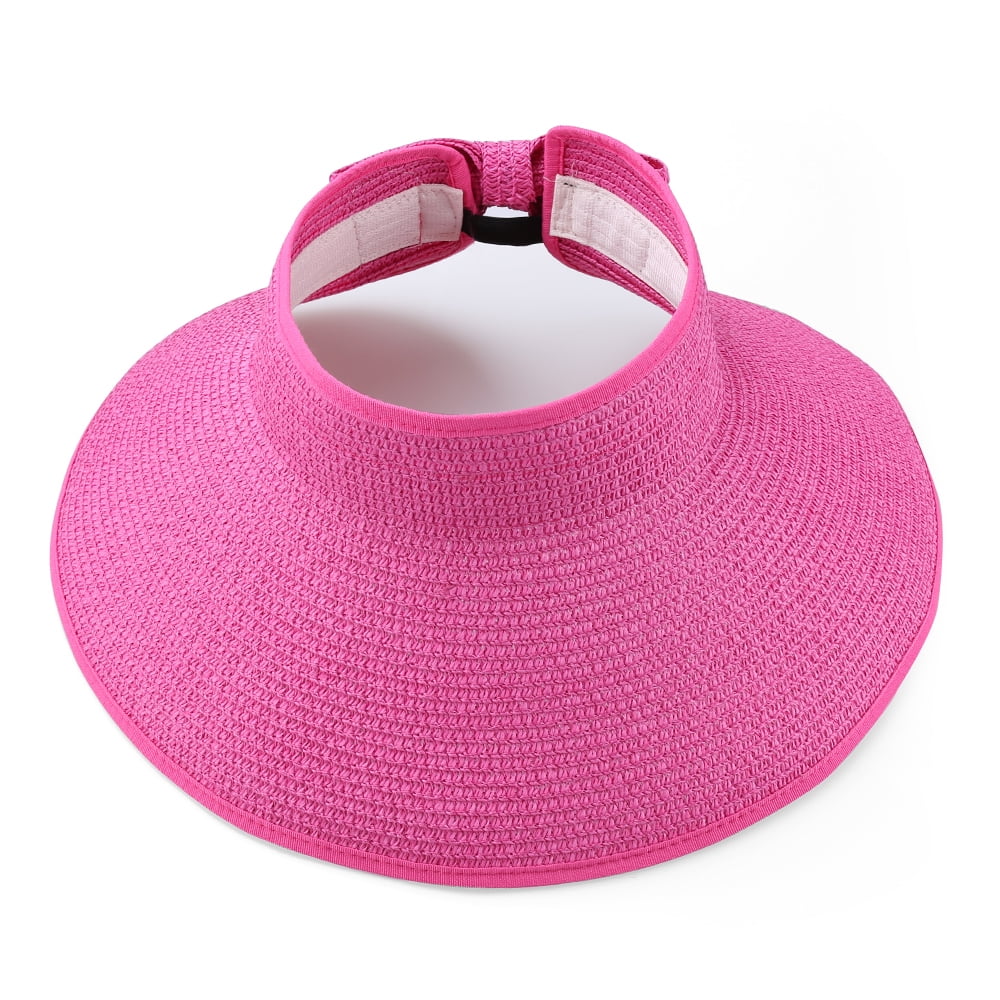 Fashion Women's and Girl's roll-up Summer Bow Tie Straw Visor Sun Hat