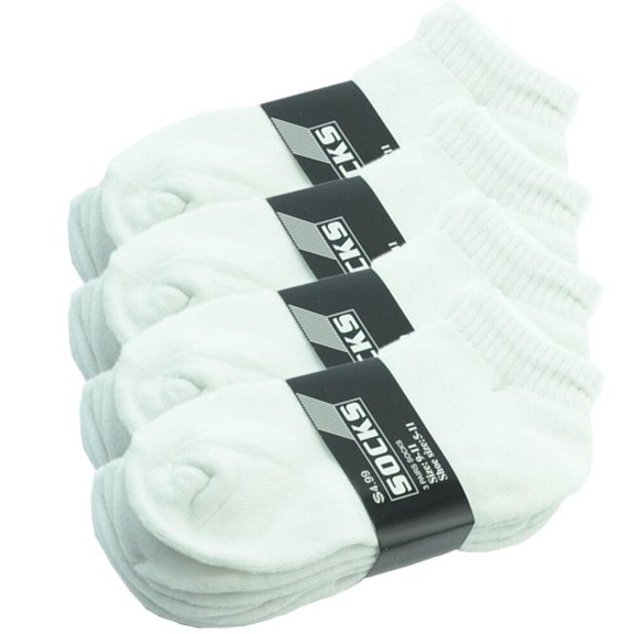 White 6 Pairs Men Ankle Quarter Crew Athletic Sports Low Socks Cotton Size 10-13