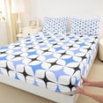 thumbnail image 3 of Manfei Colorful Stars Queen Sheet Sets 4 Pieces, Modern Geometric Art Flat Sheet, Abstract White Blue Black Queen Fitted Sheet, Ultra Soft Home Decor, 3 of 7