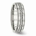 thumbnail image 4 of Stainless Steel Polished & Brushed With Silver Braid Inlay Ring Size: 8; for Adults and Teens; for Women and Men, 4 of 6