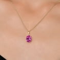 thumbnail image 3 of Gem Stone King 14K Yellow Gold Pink Created Sapphire Pendant Necklace | 3.25 Cttw | Gemstone September Birthstone | Oval 10X8MM | Gold Necklace for Women | With 18 inch Gold Chain, 3 of 6