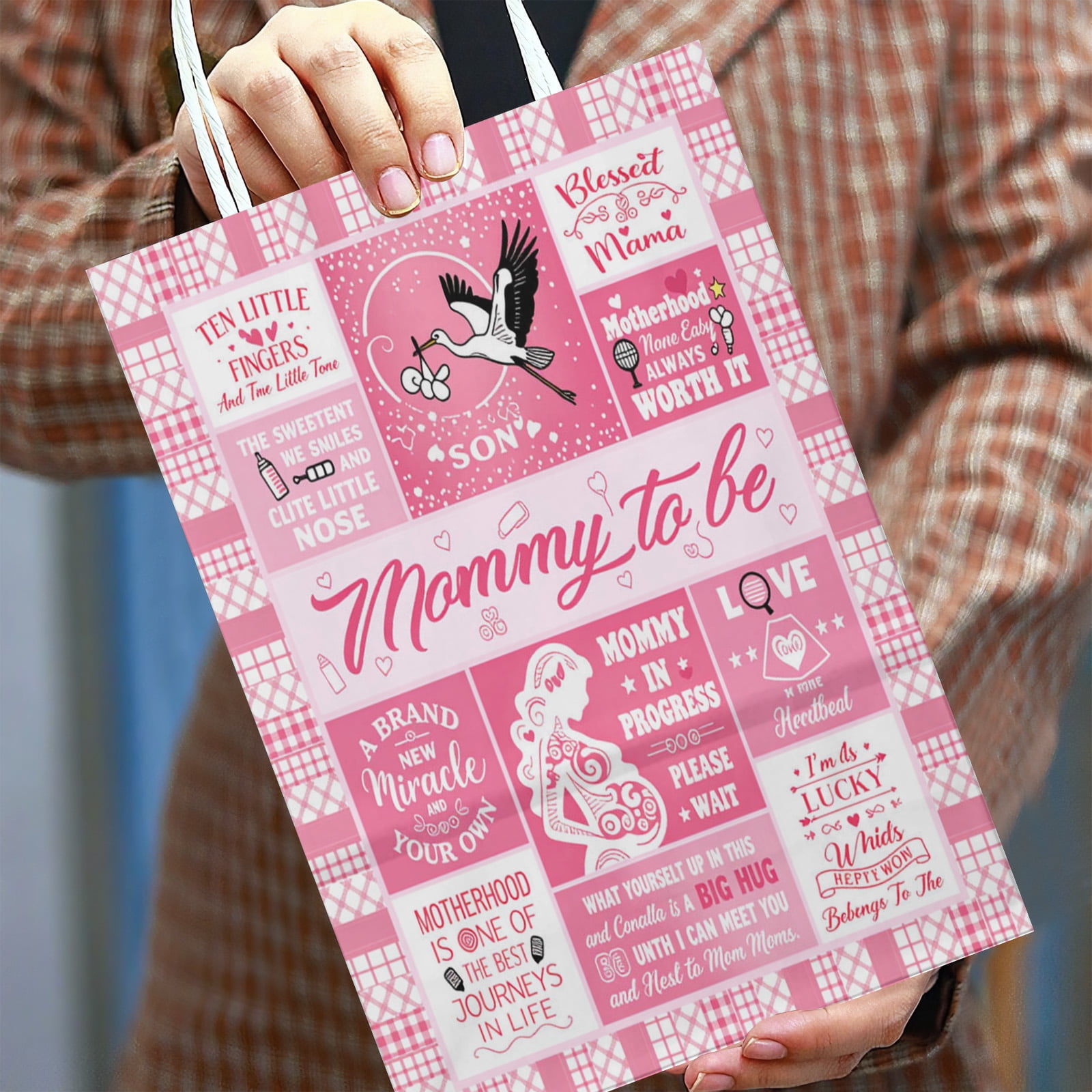 YAHAFEPY Mom to Be Party Favor Bags, 20Pcs Pregnancy Baby Shower Candy Gift Bags with Handles for Expecting Mom