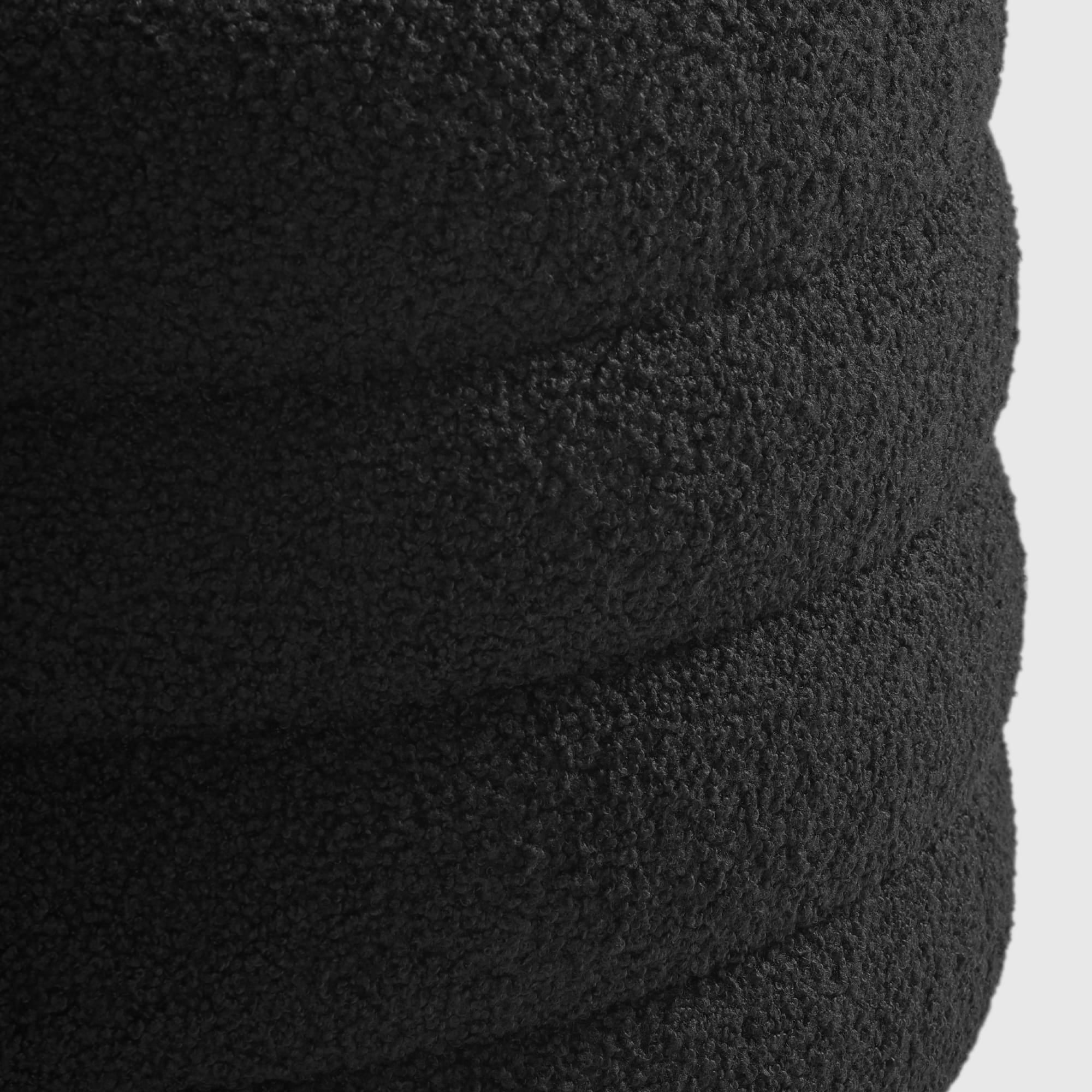 WestinTrends Mid-Century Modern Faux Sherpa Round Storage Ottoman, Black