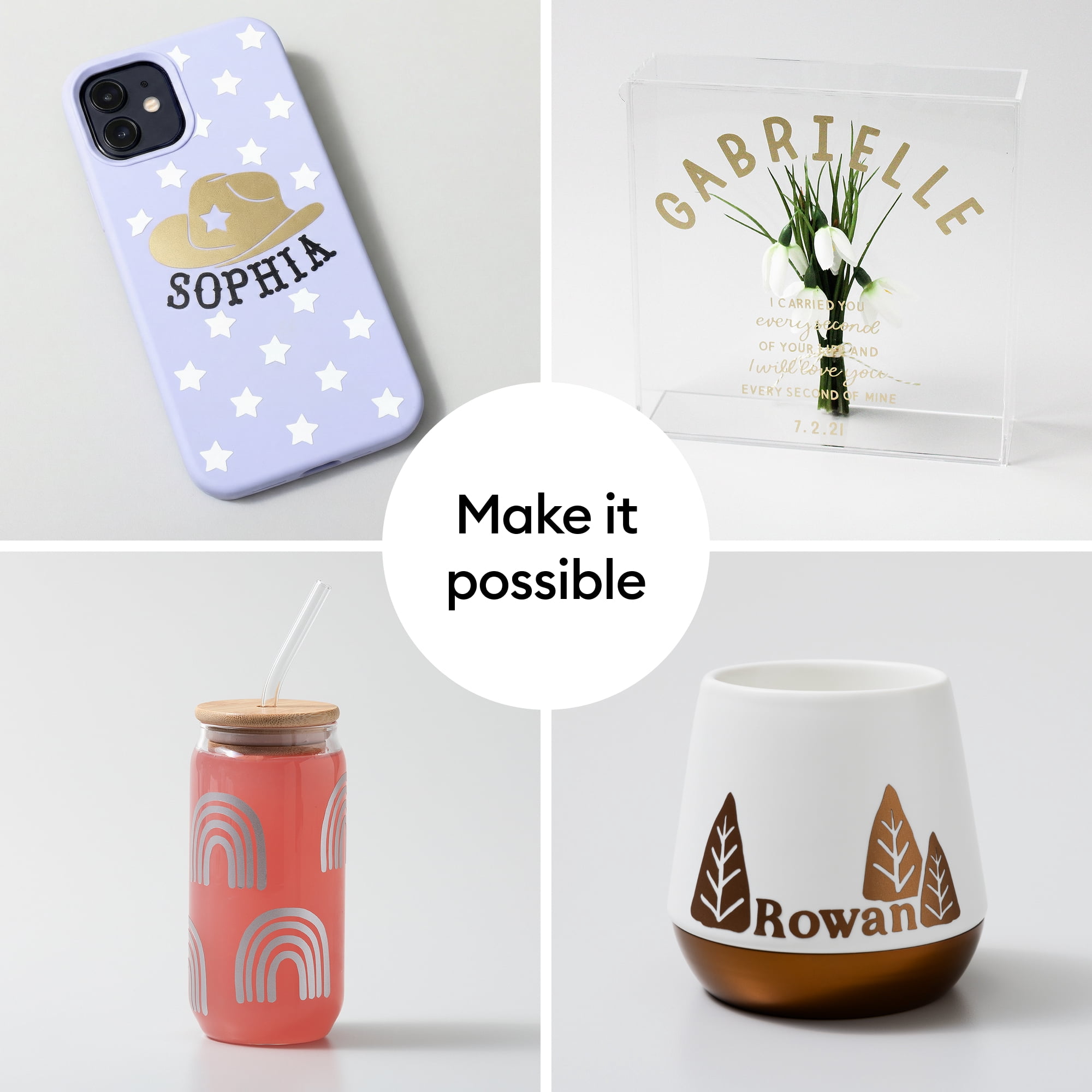 Cricut Joy™ Smart Vinyl™ Matte Metallic Matless Permanent Vinyl, 5.5" x 48",Champagne