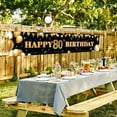 thumbnail image 3 of Happy 80th Birthday Decoration Banner, Large Black and Gold Happy 80th Birthday Banner Sign, 60th Birthday Party Decorations Supplies(9.8x1.6ft), 3 of 6