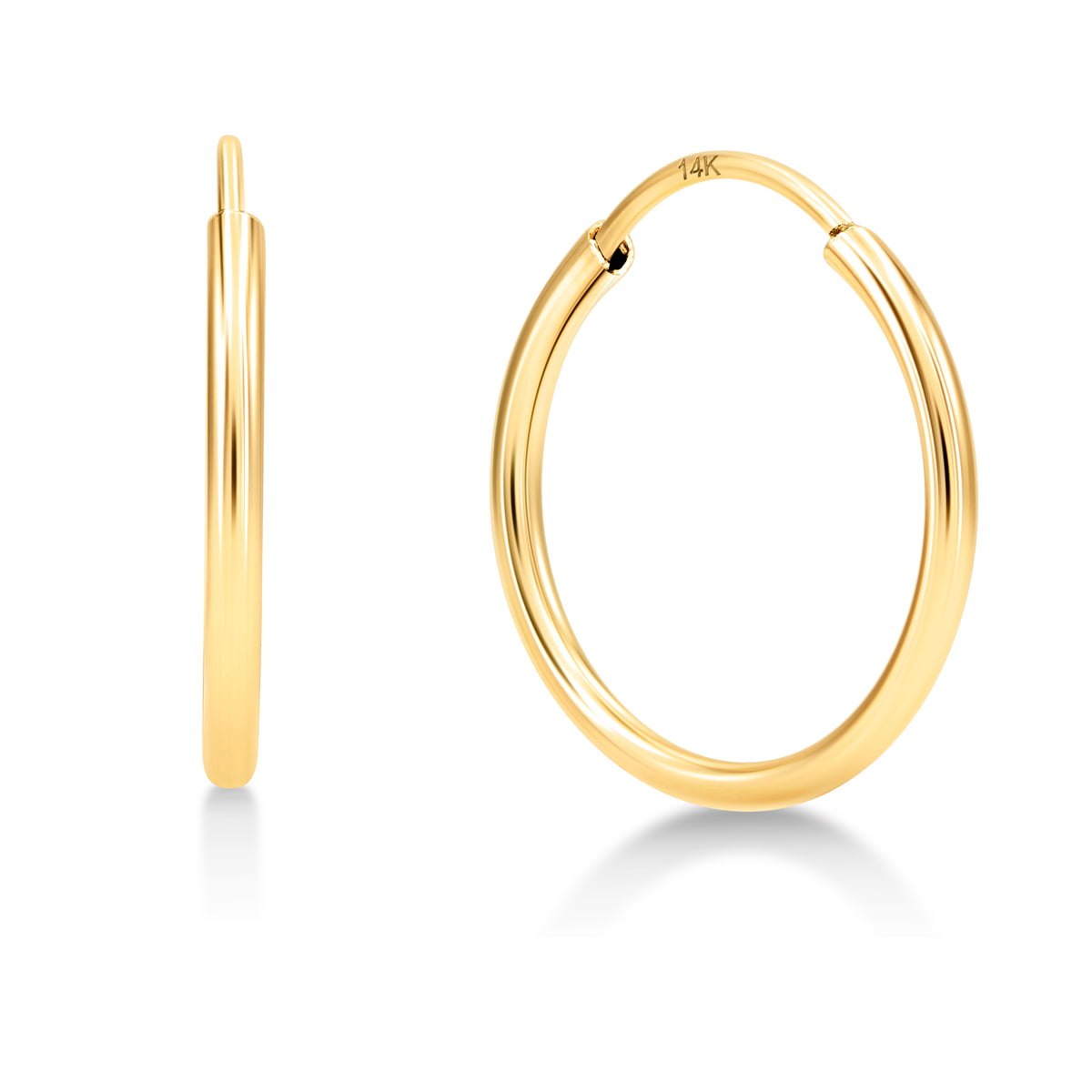 Women's Hoops Earrings 24k Yellow Gold Filled 18mm Christmas Jewelry NEW 