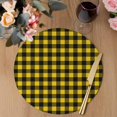 thumbnail image 3 of Black Yellow Plaid Round 13 Inch Placemats Set of 6, Retro Country Buffalo Check Gingham HeatResistant Non Slip Place Mats for Dining Table, Wipeable Braided Kitchen Table Mats for Housewarming, 3 of 9