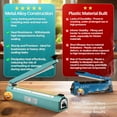 thumbnail image 5 of 16" Inch (400mm) Impulse Sealer 500W - Manual Plastic Bag Heat Seal Machine Poly Sealing Closer Kit Adjustable Time Portable with Free Replacement Element Grip and Teflon, 5 of 9