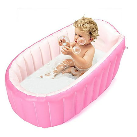 Inflatable Baby Bathtub Kid Infant Toddler Infant Newborn Inflatable Foldable Shower Pool Pink