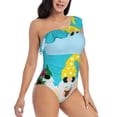 thumbnail image 3 of Pofeuu Gnomes On The Beach Print Women's One Piece Swimsuits One Shoulder Swimwear Asymmetric Ruffle Monokinis Bathing Suits-X-Large, 3 of 6