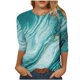 thumbnail image 2 of ICHUANYI ClearanceWomen's Fashion Printed T-shirt Mid-length 3/4 Sleeves Blouse Round Neck Casual Tops(Blue, S) ICHUANYI WER20232080504206, 2 of 5