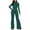 Green, variant on WREESH Womens Business Casual Jumpsuit Fashion Wide Leg Pants Solid Long Sleeve Jumpsuit Long Pants Black