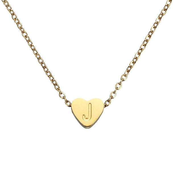 Collar de corazón inicial Uxcell para mujeres, cadena de acero inoxidable chapada en oro de 18K, collares personalizados con letra J para regalos de joyería para mujeres, tono dorado