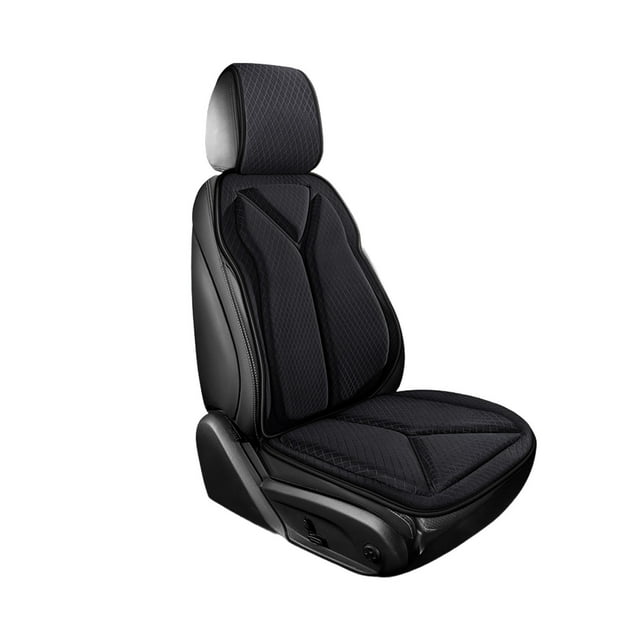Housse de Siège Automobile Noire à Couverture Complète avec Dossier Intégré et Design de Ventilation d'Appui-tête pour le Confort