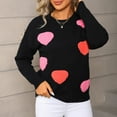 thumbnail image 4 of HOMBOM Womens Black Sweaters Winter Crew Neck Fall Heart Casual Pullover Tops for Womens Knit, 4 of 9