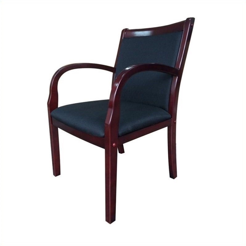 Boss Office Guest Arm Chair In Black And Rich Mahogany