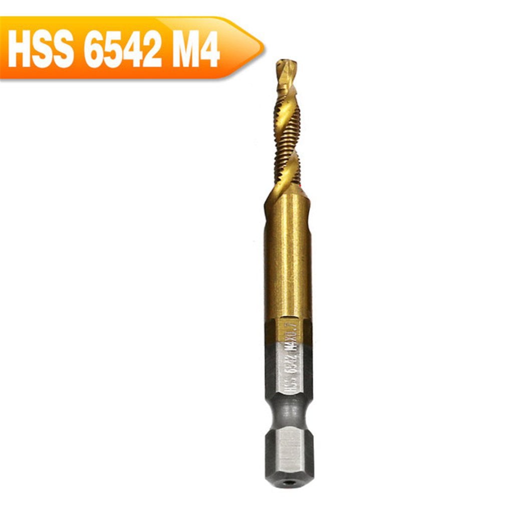 Tameco 6pcs Titanium M2 Hex Shank Hand Tap HSS Screw Spiral Point Thread Metric Plug Drill Bits M3 M4 M5 M6 M8 M10 fit Metal Steel 