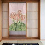 XMXT Japanese Noren Doorway Room Divider Curtain,Pink Flowering Cactus Restaurant Closet Door Entrance Kitchen Curtains, 34 x 56 inches